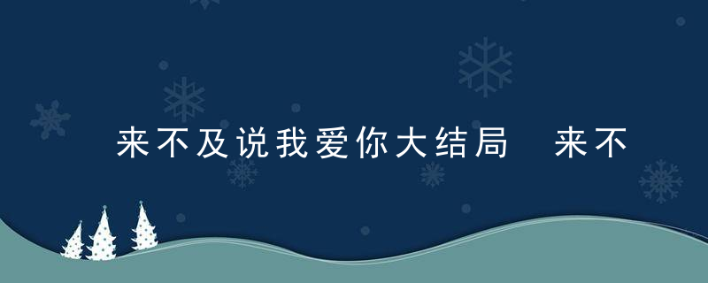 来不及说我爱你大结局 来不及说我爱你大结局剧情